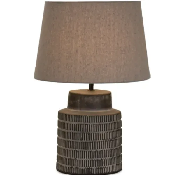 Table Lamps-Kirkland's Home Black Terracotta Dash Pattern Table Lamp Brown