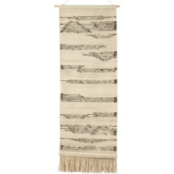 Wall Plaques-Kirkland's Home Black Textured Macrame Tasseled Wall Hanging Tan/Black