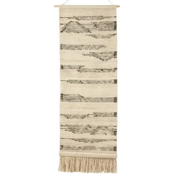 Wall Plaques-Kirkland's Home Black Textured Macrame Tasseled Wall Hanging Tan/Black