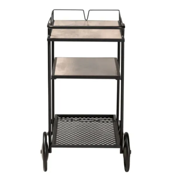 Kitchen Islands & Bar Carts-Kirkland's Home Black 3-Tier Industrial Bar Cart