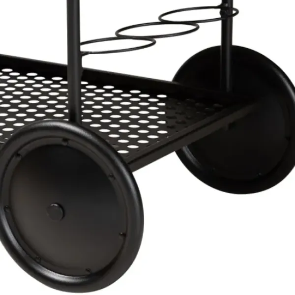 Kitchen Islands & Bar Carts-Kirkland's Home Black 3-Tier Industrial Bar Cart