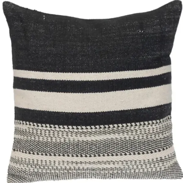 Pillows-Kirkland's Home Black Transitional Stripe Pillow Black/White