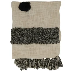 Blankets & Throws-Kirkland's Home Black Tufted Dot Throw Blanket Black/Tan