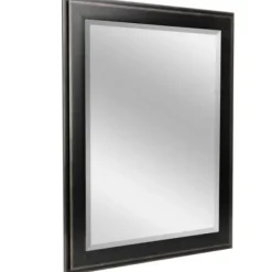 Framed Mirrors-Kirkland's Home Black Two Step Beveled Frame Vanity Mirror