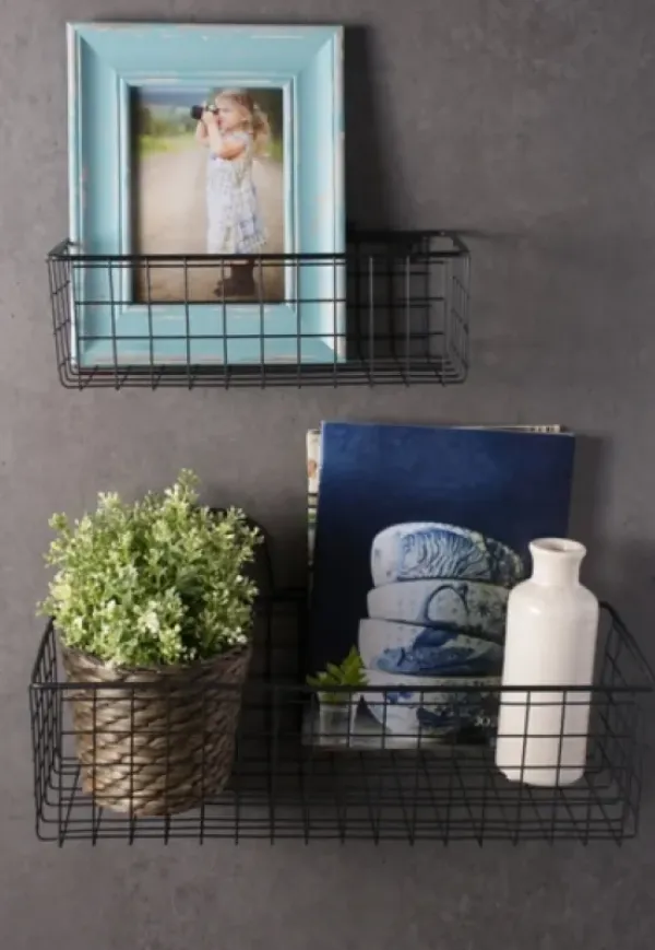 Wall Storage-Kirkland's Home Black Wall Hanging Wire Baskets, Set Of 2