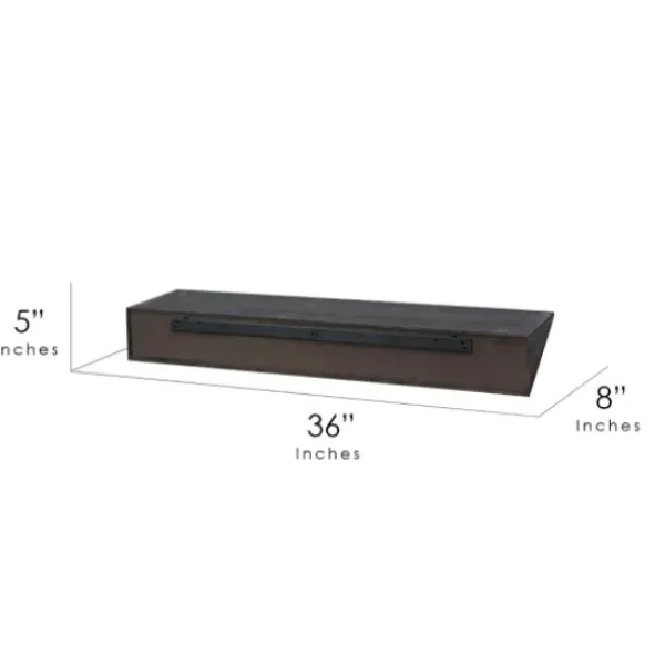 Shelves-Kirkland's Home Black Wedge Wood Large Floating Shelf