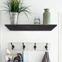 Shelves-Kirkland's Home Black Wedge Wood Small Floating Shelf