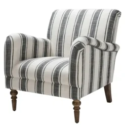 Accent Chairs-Kirkland's Home Black White Carved Slope Stripe Accent Chair Black/White