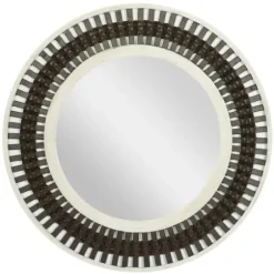 Decorative Mirrors-Kirkland's Home Black White Distressed Wood Rope Fiber Wall Mirror