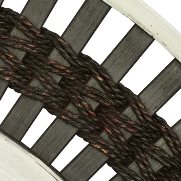 Decorative Mirrors-Kirkland's Home Black White Distressed Wood Rope Fiber Wall Mirror