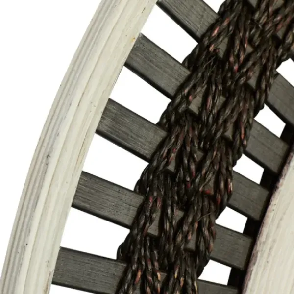 Decorative Mirrors-Kirkland's Home Black White Distressed Wood Rope Fiber Wall Mirror