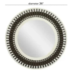 Decorative Mirrors-Kirkland's Home Black White Distressed Wood Rope Fiber Wall Mirror
