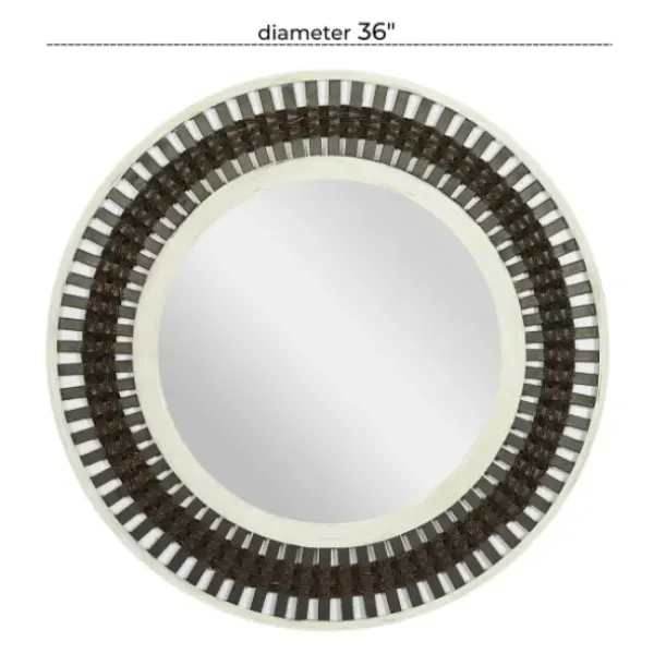 Decorative Mirrors-Kirkland's Home Black White Distressed Wood Rope Fiber Wall Mirror