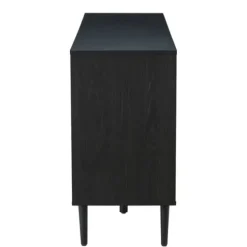 Cabinets & Sideboards-Kirkland's Home Black Wood And Cane Arched Sideboard Cabinet