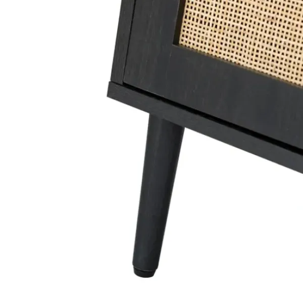 Cabinets & Sideboards-Kirkland's Home Black Wood And Cane Arched Sideboard Cabinet