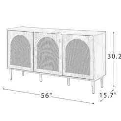Cabinets & Sideboards-Kirkland's Home Black Wood And Cane Arched Sideboard Cabinet