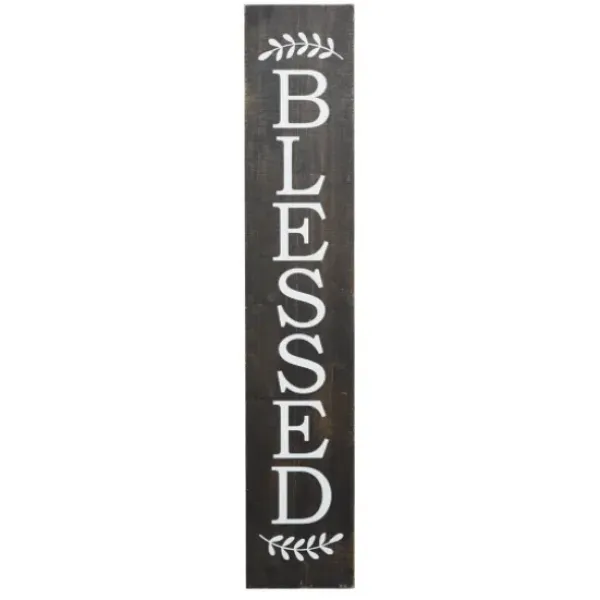 Wall Quotes & Signs-Kirkland's Home Black Wood Blessed Wall Plaque Black/White