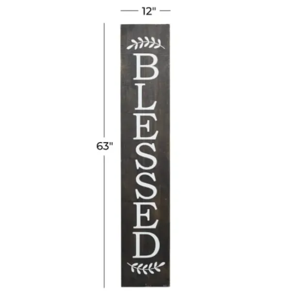 Wall Quotes & Signs-Kirkland's Home Black Wood Blessed Wall Plaque Black/White