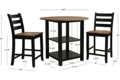Dining Tables-Kirkland's Home Black Wood Farmhouse 3-Pc. Stool And Table Set Black/Brown