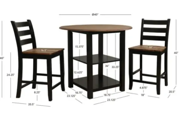 Dining Tables-Kirkland's Home Black Wood Farmhouse 3-Pc. Stool And Table Set Black/Brown