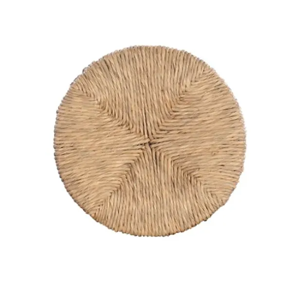 Bar Stools & Counter Height Stools-Kirkland's Home Black Wood Seagrass Seat Swivel Counter Stool Tan