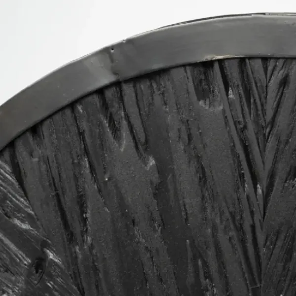 Clocks-Kirkland's Home Black Wood Texture Wall Clock With Gold Hands