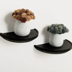 Shelves-Kirkland's Home Black Wooden Half-Moon Wall Shelves, Set Of 2