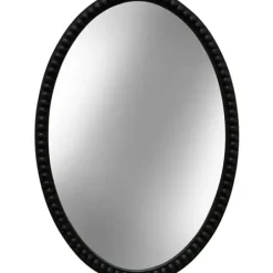 Decorative Mirrors-Kirkland's Home Black Wooden Oval Beaded Mirror