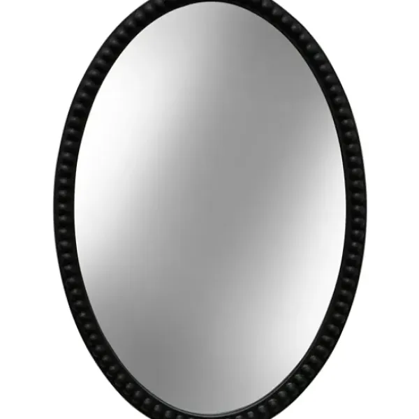 Decorative Mirrors-Kirkland's Home Black Wooden Oval Beaded Mirror