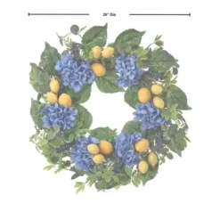 Wreaths-Kirkland's Home Blackberry Lemon And Hydrangea Wreath Green/Blue/Yellow