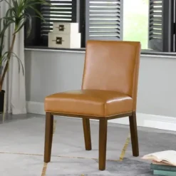 Dining Chairs-Kirkland's Home Blair Carmel Leather Dining Chair Brown