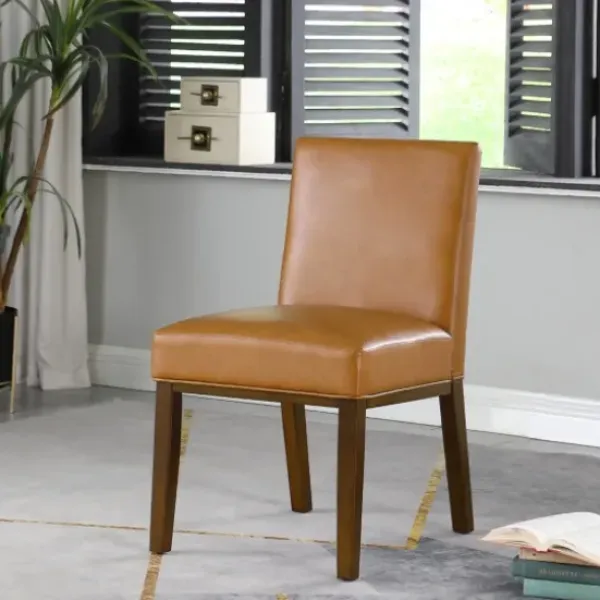 Dining Chairs-Kirkland's Home Blair Carmel Leather Dining Chair Brown