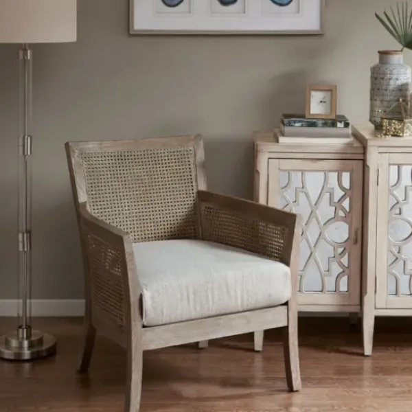 Accent Chairs-Kirkland's Home Blake Cane Back Accent Chair Tan