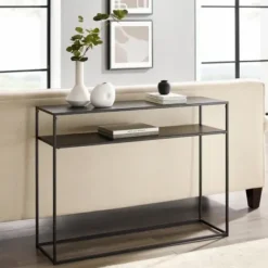 Entryway Furniture-Kirkland's Home Blake Simple Metal Console Table Black
