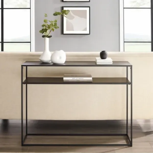 Entryway Furniture-Kirkland's Home Blake Simple Metal Console Table Black