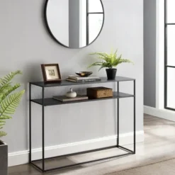 Entryway Furniture-Kirkland's Home Blake Simple Metal Console Table Black