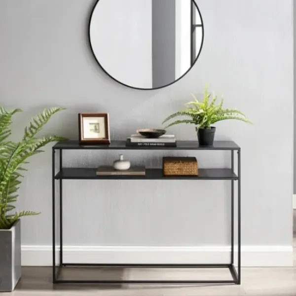 Entryway Furniture-Kirkland's Home Blake Simple Metal Console Table Black