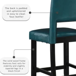 Bar Stools & Counter Height Stools-Kirkland's Home Blakely Seat Counter Stool With Black Base Blue
