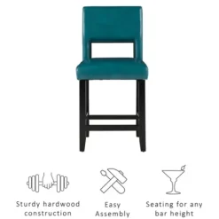 Bar Stools & Counter Height Stools-Kirkland's Home Blakely Seat Counter Stool With Black Base Blue