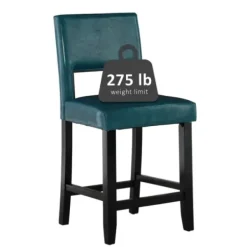 Bar Stools & Counter Height Stools-Kirkland's Home Blakely Seat Counter Stool With Black Base Blue