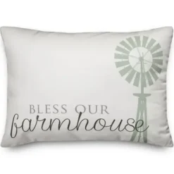 Pillows-Kirkland's Home Bless Our Farmhouse Pillow White/Green