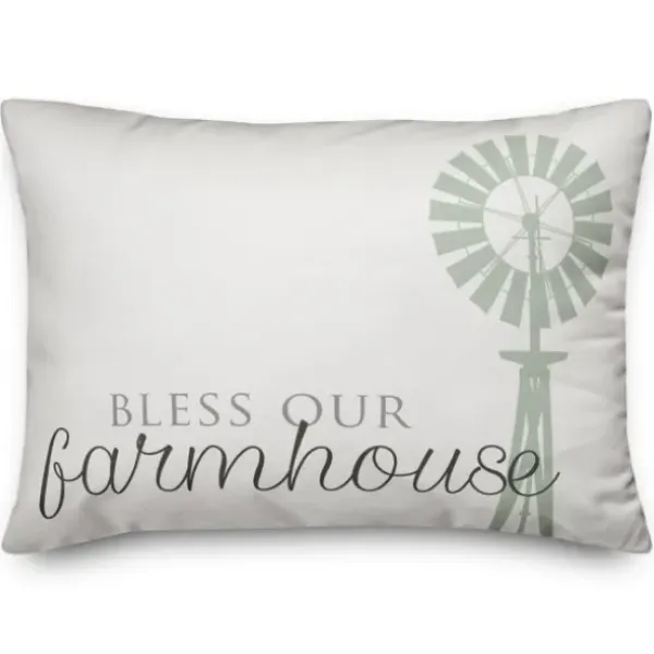 Pillows-Kirkland's Home Bless Our Farmhouse Pillow White/Green