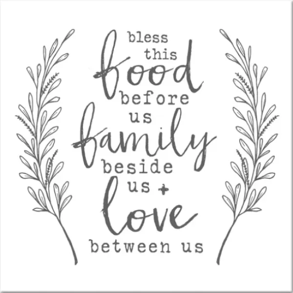 Wall Quotes & Signs-Kirkland's Home Bless This Food White And Gray Canvas Art Print Gray/White