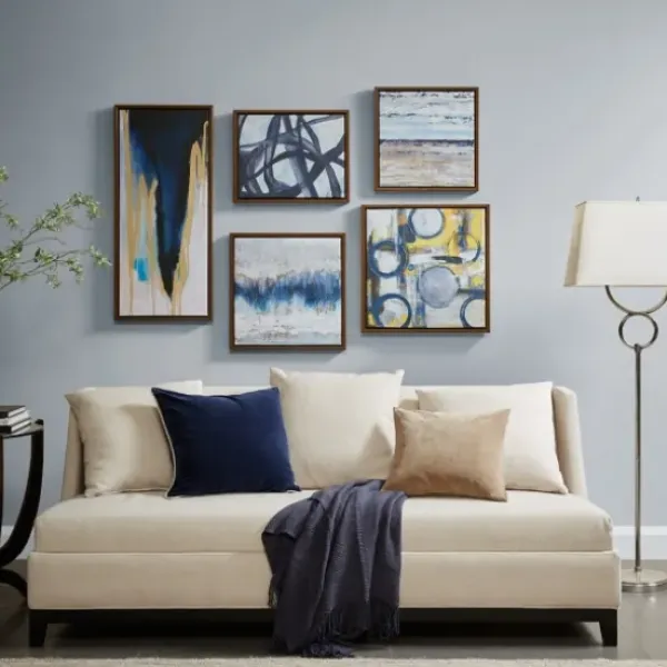 Framed Art-Kirkland's Home Bliss Multi-Sized Canvas Art Prints, Set Of 5 Blue