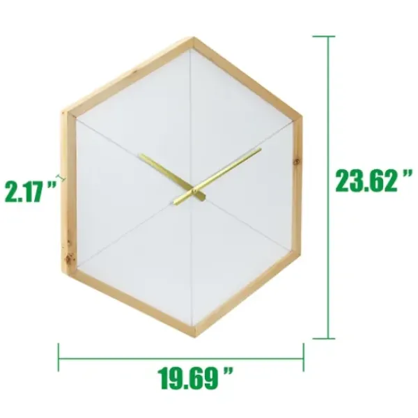 Clocks-Kirkland's Home Blond Wood Frame Hexagon Wall Clock