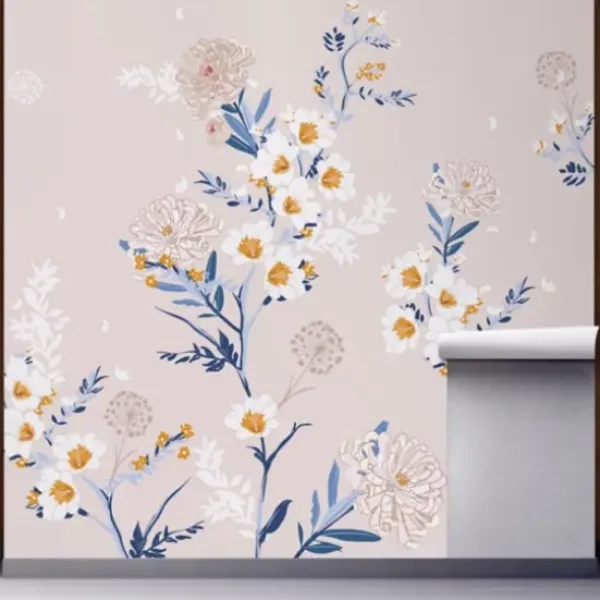 Wall Murals & Wall Decals-Kirkland's Home Blooming Garden Peel And Stick Wall Mural Blue/White