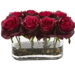 Arrangements & Greenery-Kirkland's Home Blooming Roses Arrangement In Glass Vase Red