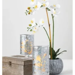 Arrangements & Greenery-Kirkland's Home Blooming White Orchid Potted Floral Arrangement Green/White/Yellow