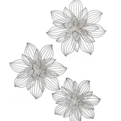 Wall Plaques-Kirkland's Home Blossom Metal Wall Plaques, Set Of 3 White