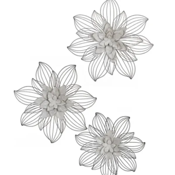 Wall Plaques-Kirkland's Home Blossom Metal Wall Plaques, Set Of 3 White